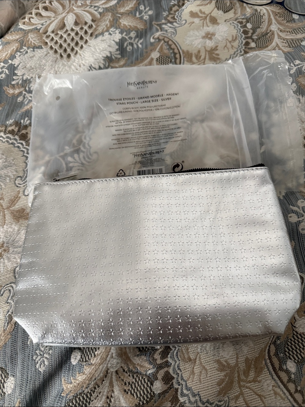 GWP YSL Yves Saint Laurent Beauty Silver Star Large Cosmetic Pouch New